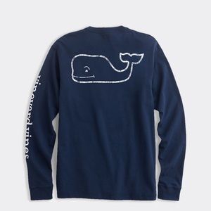 Navy Vintage Whale Long-Sleeve Pocket Tee